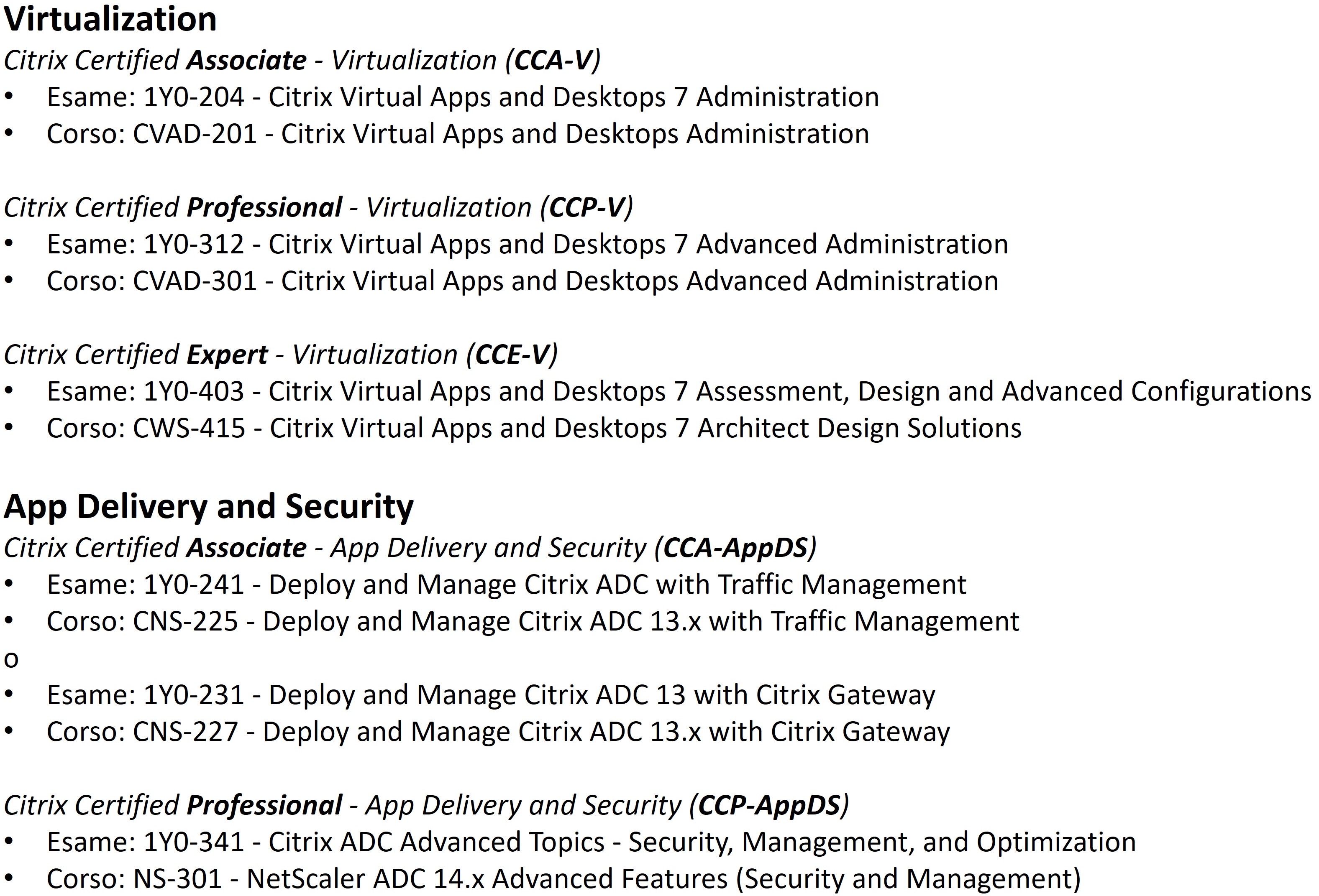 Certificazioni CItrix - Networking